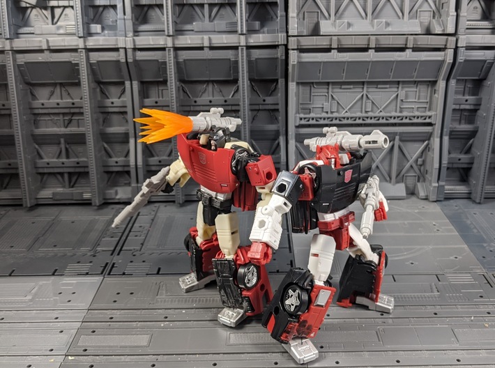 TF Seige Sideswipe Red Alert Shoulder Missile Set 3d printed Compatible with Blast Effects and Barrel Modifiers