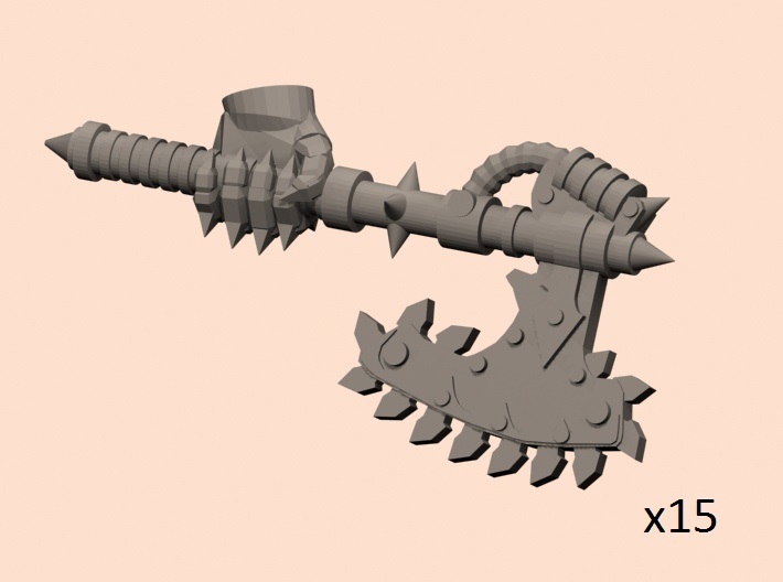 28mm Chain axe with evil hand (left) 3d printed