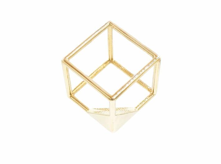 Cube Pendant 3d printed Cube Pendant - Polished Brass