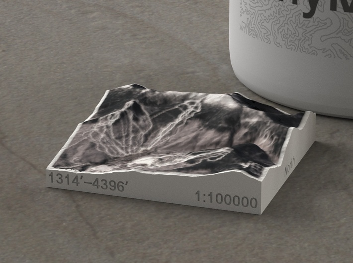 Mt. Mansfield in Winter, Vermont, USA, 1:100000 3d printed 