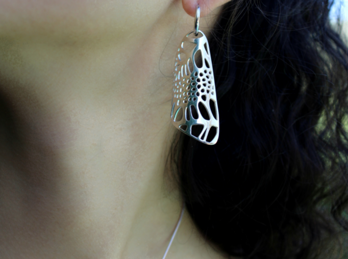 Lace Petal Earrings 3d printed Petal earrings - Silver