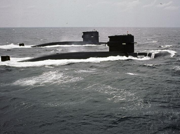 Nameplate Hr.Ms. Tijgerhaai 3d printed  Zwaardvis-class attack submarine Tijgerhaai (back) with sistership Zwaardvis (front).