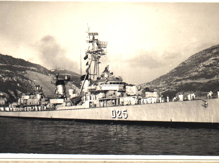 Nameplate Jorge Juan D25 (10 cm) 3d printed Fletcher-class destroyer Jorge Juan D25, ex-USS McGowan DD-678.