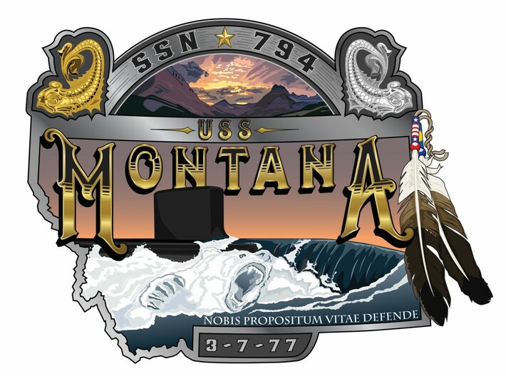Nameplate USS Montana SSN-794 3d printed 
