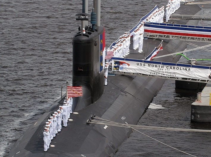 Nameplate USS North Carolina SSN-777 3d printed Virginia-class nuclear-powered attack submarine USS North Carolina SSN-777.
