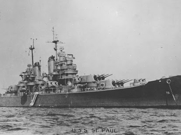 Nameplate USS St. Paul CA-73 3d printed Baltimore-class heavy cruiser USS St. Paul CA-73, World War Two appearance..