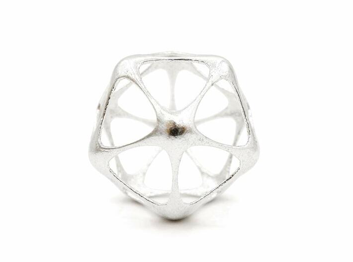Icosahedron Pendant - Yin - Platonic Solids 3d printed Icosahedron Pendant - Natural Silver
