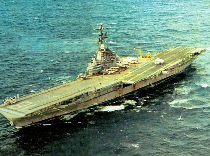 Nameplate USS Wasp CVS-18 (10 cm) 3d printed Essex-class aircraft carrier USS Wasp CVS-18, Vietnam War-era appearance.