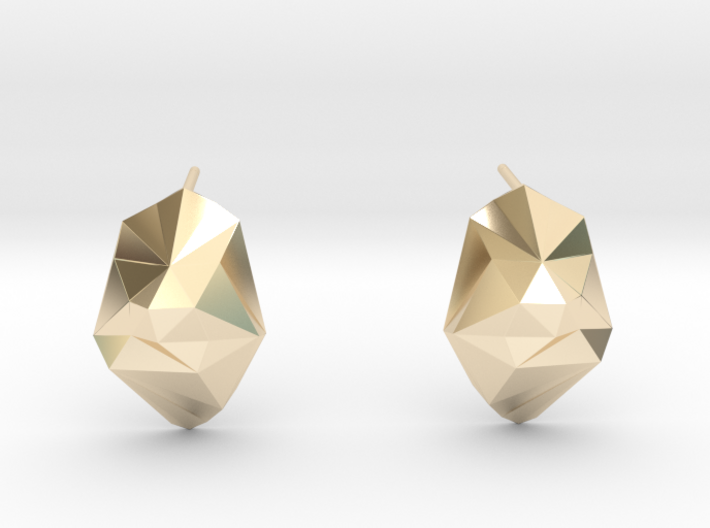 iceberg earrings 3d printed 14K Yellow Gold