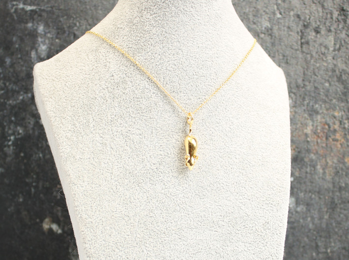 Mouse Pendant - Science Jewelry 3d printed Mouse Pendant in 14K gold plated brass
