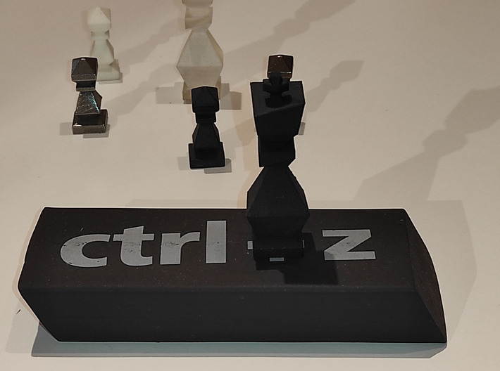Low-poly chess  3d printed black PA12