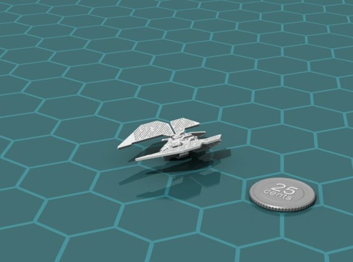 Tiamat 3d printed Render of the model, with a virtual quarter for scale.