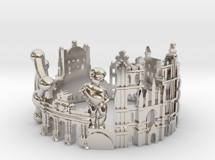 Brussels Skyline - Cityscape Ring 3d printed