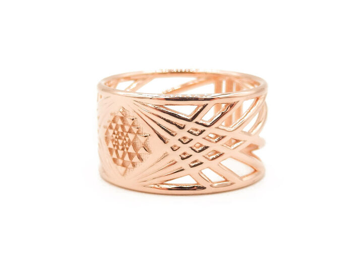 Sri Yantra Ring 3d printed Sri Yantra Ring - Rose Gold Plated Brass