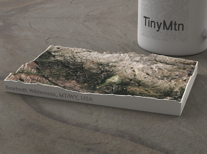 Beartooth Mtns, Montana/Wyoming, USA, 1:250000 3d printed 