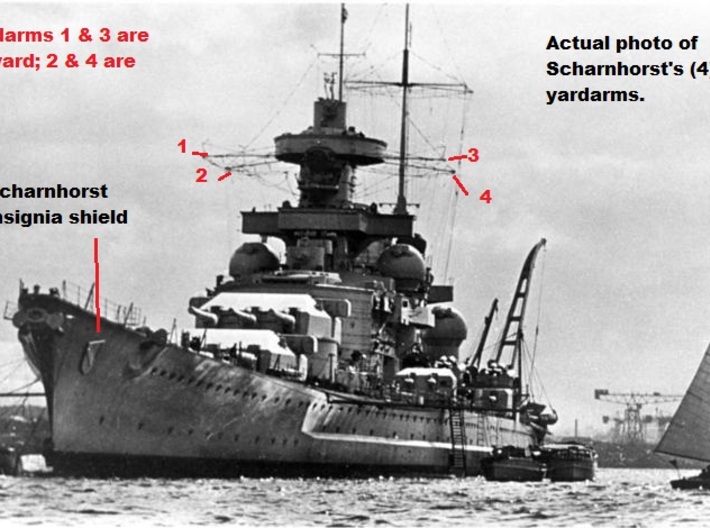 1/100 DKM Scharnhorst Admiral's Bridge 1 Yardarms 3d printed 