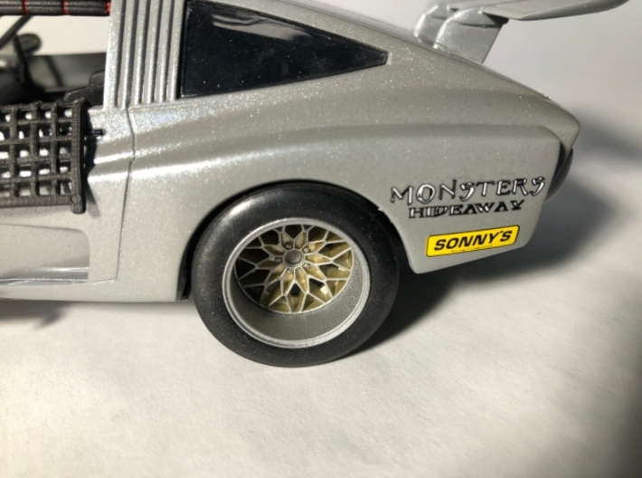 1/25 Rim Set 19" Snowflake Style 3d printed rear  rim made with deeper offset