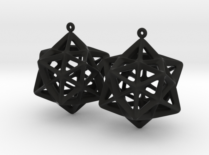 Dodecahedron Star Earrings 3d printed