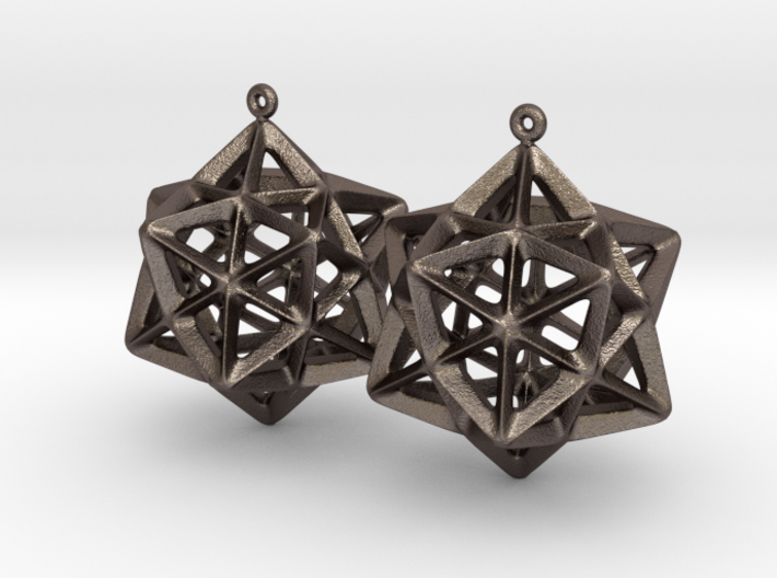 Dodecahedron Star Earrings 3d printed 