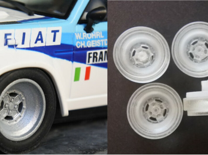 Fiat 131 Abarth Cromodora tarmac rims narrow x4 3d printed 