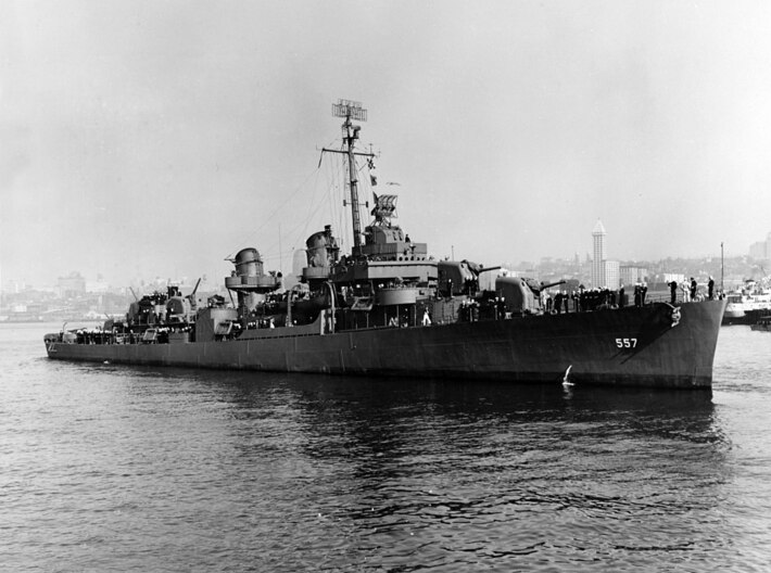 Nameplate USS Johnston DD-557 3d printed Fletcher-class destroyer USS Johnston DD-557.