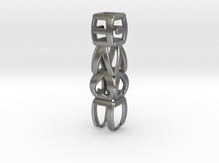 LOVE - Pendant in Cast Metals 3d printed 