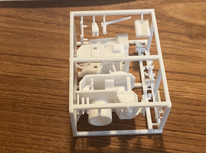 Sinekura 2, Details 1 of 2 (1:200, RC) 3d printed parts as they come printed on a sprue