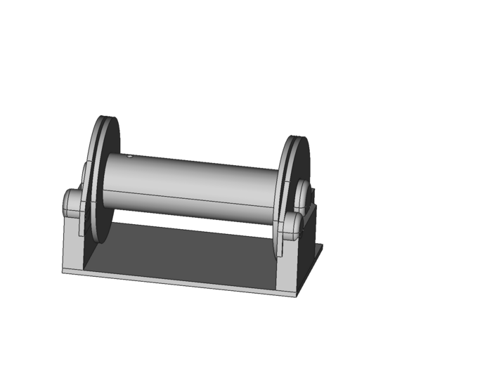 Winch, working (45 x 26.5mm) (mirrored) 3d printed assembled winch