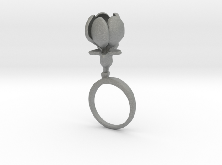 Ring with one large closed flower of the Apple 3d printed