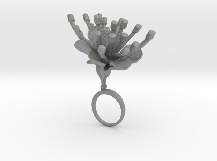 Ring with two large flowers of the Cherry R 3d printed