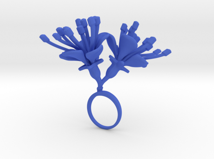 Ring with two large flowers of the Cherry L 3d printed