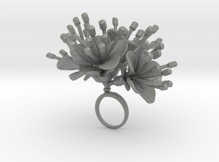 Ring with four large flowers of the Cherry 3d printed