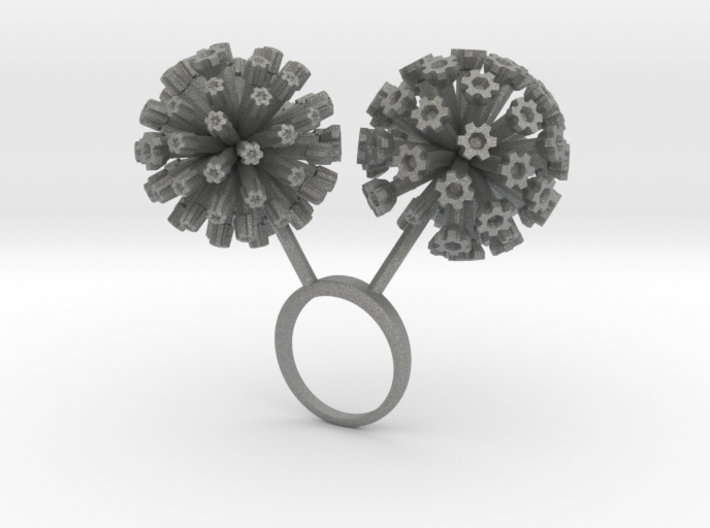 Ring with two large flowers of the Garlic L 3d printed