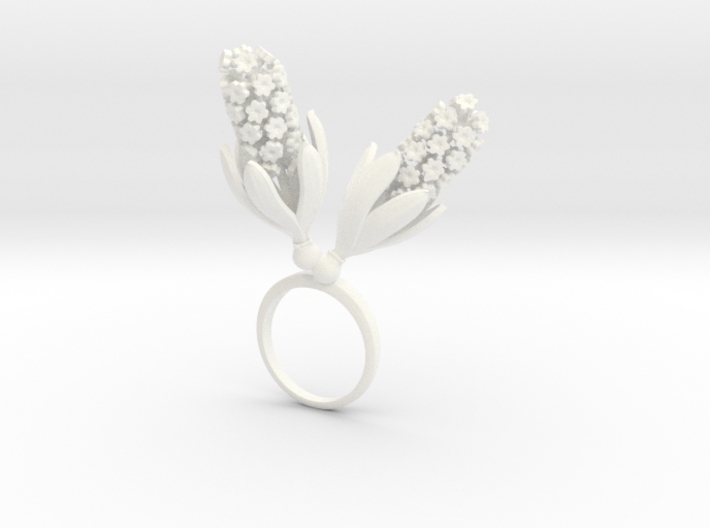 Ring with two large flowers of the Hyacinth L 3d printed