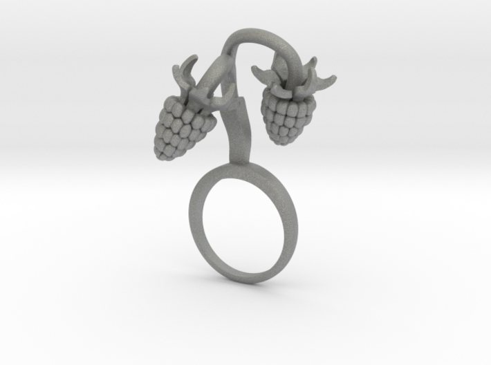 Ring with two large Raspberries L 3d printed