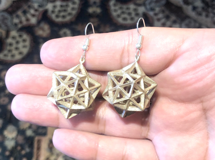 Dodecahedron Star Earrings 3d printed 