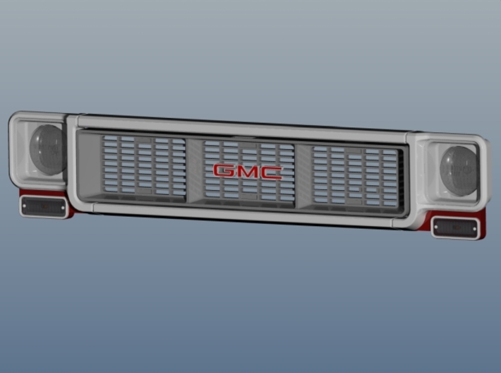 1/24 1973 GMC Jimmy grill 3d printed rendering of assembled grill