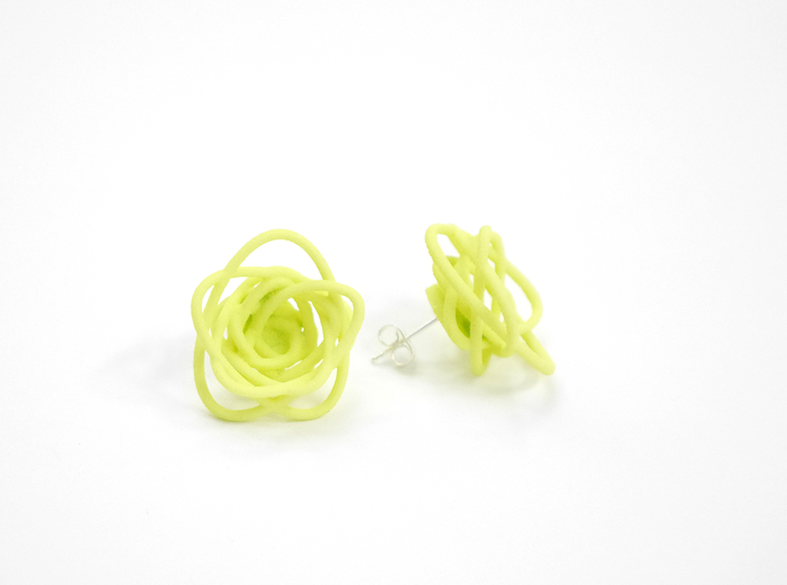 Sprouted Spirals Earrings (Studs) 3d printed Custom Dyed Color (Key Lime)