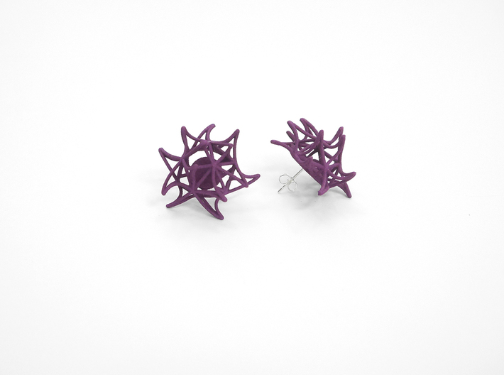 Aster Earrings (Studs) 3d printed Custom Dyed Color (Eggplant)