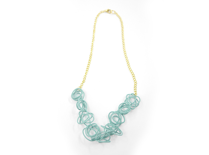 Sprouted Spirals Necklace (Chain) 3d printed Custom Dyed Color (Teal)
