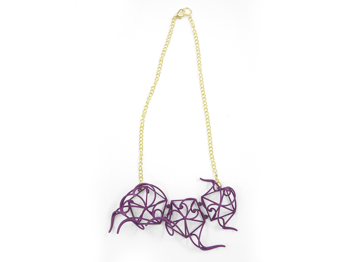 Aster Necklace 3d printed Custom Dyed Colors (Eggplant)