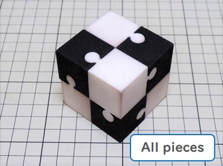 KUMIKIYA Jigsaw Cube [Black] (All pieces) 3d printed 