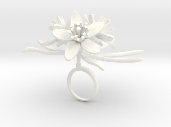 Ring with three large flowers of the Choisya 3d printed