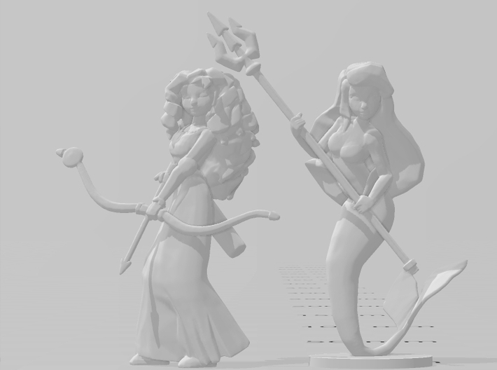 Mermaid Warrior Princess miniature model fantasy 3d printed
