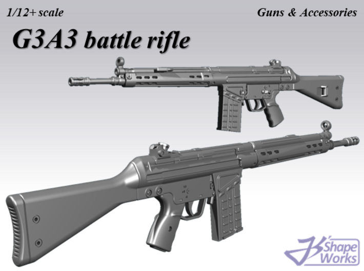 1/12+ G3A3 battle rifle 3d printed