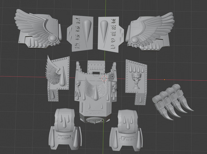 Blood winged angel redemptor armour plates  3d printed Full set
