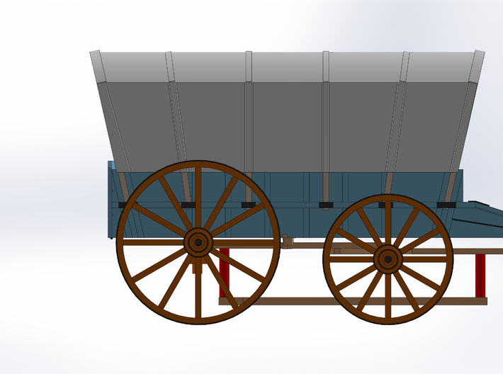 SUPPLY WAGON COVERED 3d printed HORSE POLE UNDERNEATH.  REMOVE RED SPRUCE AND GLUE IN PLACE