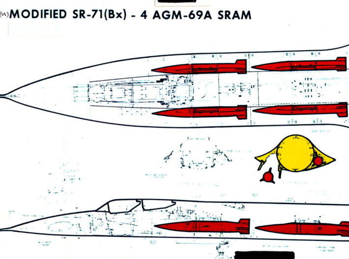 Boeing AGM-69A Short Range Attack Missile (SRAM) 3d printed Concept drawing of AGM-69s loaded into the bomb bays an F-12B interceptor.