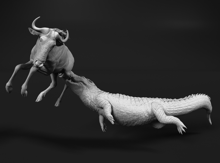 Blue Wildebeest 1:20 Attacked by Nile Crocodile 1 3d printed 