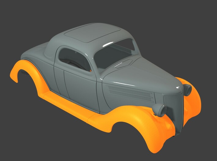 1936 Ford Coupe Fenders (Multiple Scales) 3d printed
